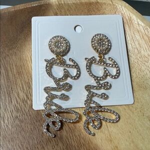 Gold Tone 'Bride' Earrings on a stud post - faux pearls & Rhineston encrusted